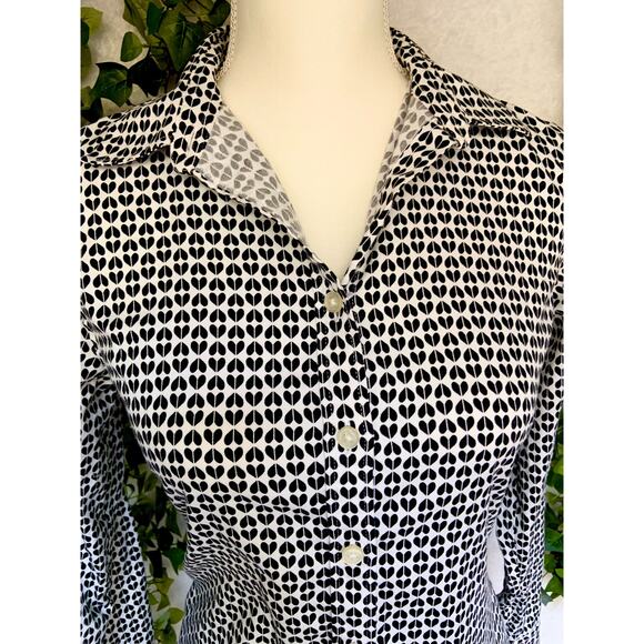 Banana Republic Non Iron Fitted Black White Long Sleeve Button Up Top Women's 6 - Picture 4 of 11